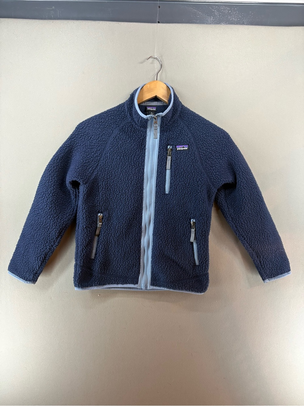 Patagonia Retro Pile Fleece Jacket Kids Medium (10) Blue Full Zip